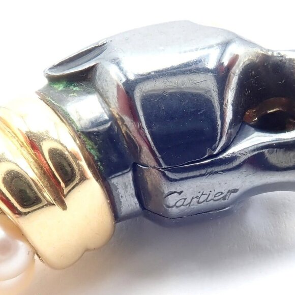 Panthere de Cartier Panther 18k Yellow Gold & Silverium Pearl Emerald Bracelet - Picture 7 of 14